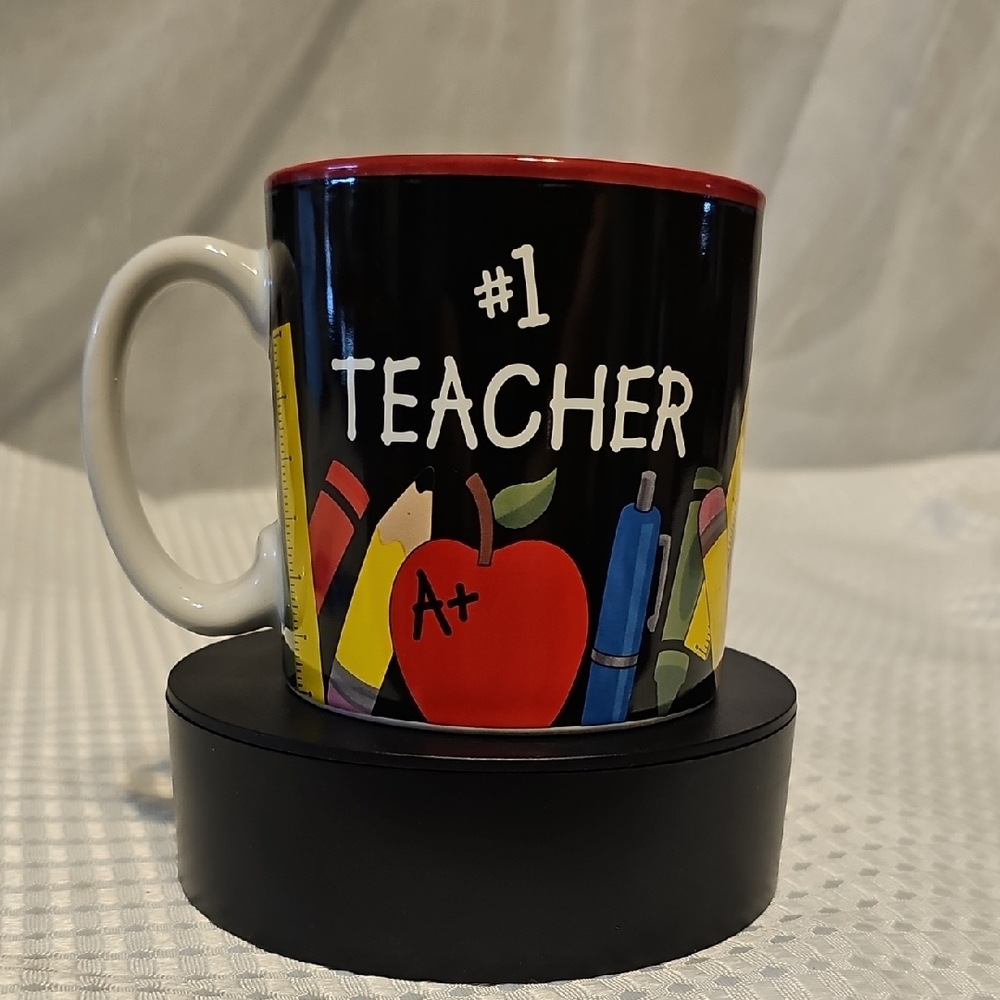 #1 Teacher Black and Red Mug